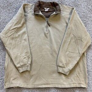 Woolrich Mens Quarter Zip Pullover Tan Brown Sweatshirt XL Long Sleeve EUC